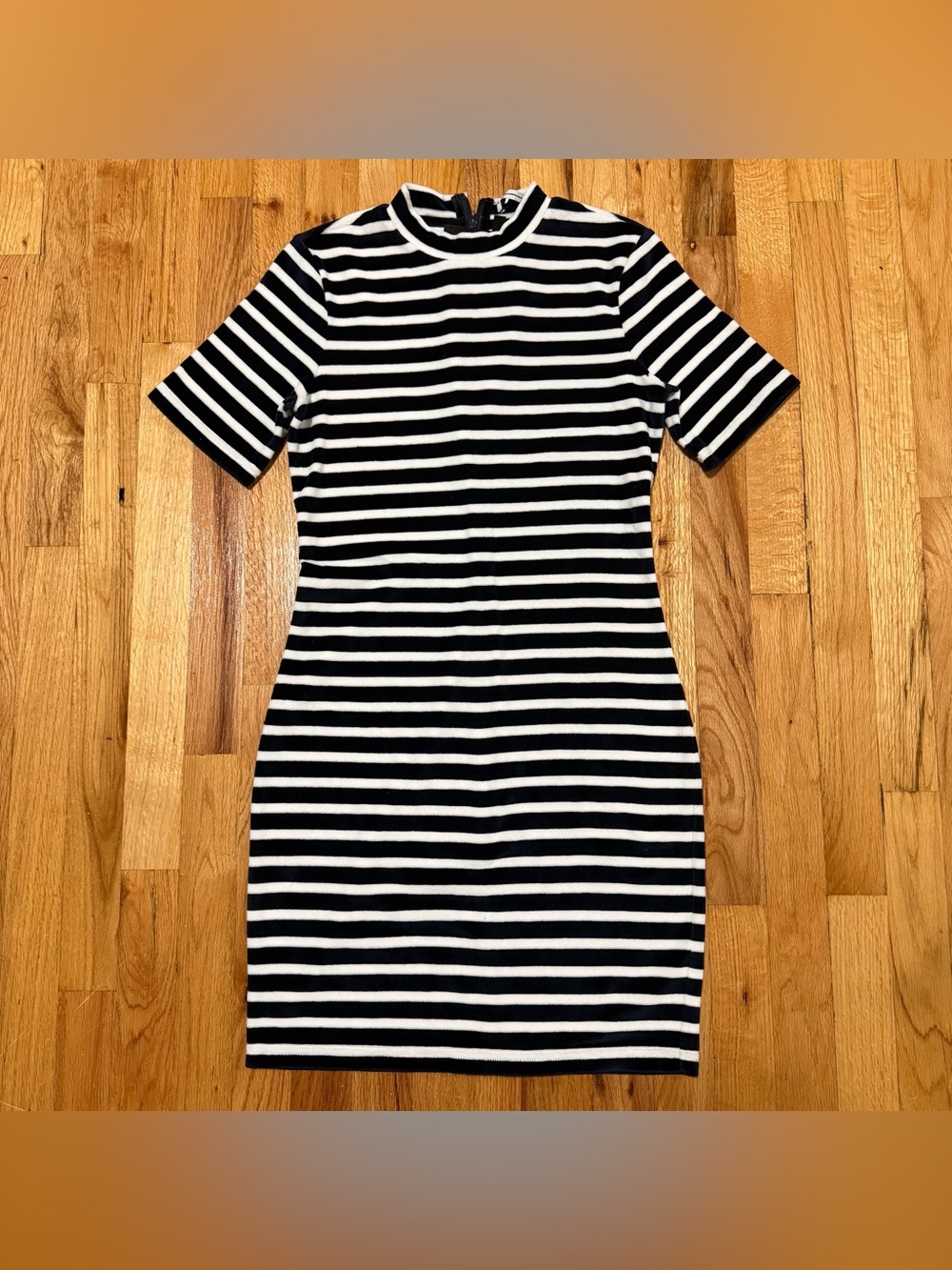 T by Alexander Wang Velvet Navy Stripe Mini Dress Size S